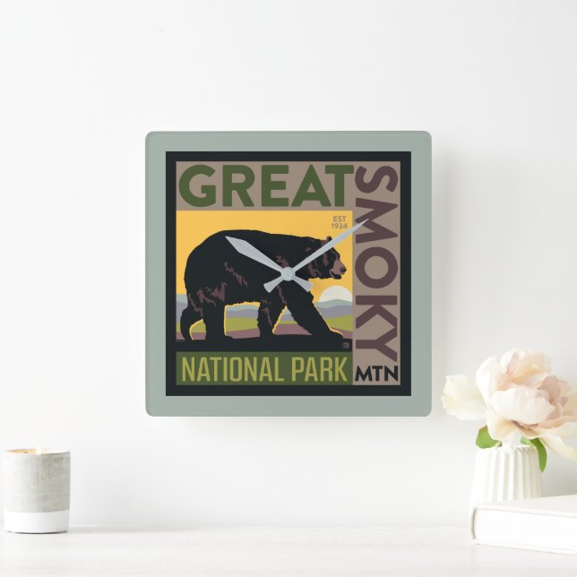 Great Smoky Mountain National Park| Bear Quadratische Wanduhr (Zuhause)