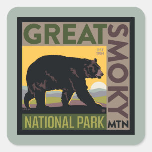 Great Smoky Mountain National Park Bear Quadratischer Aufkleber