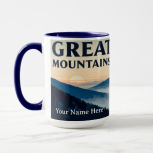 Great Smoky Mountains Blaue Retro-Nebel Tasse