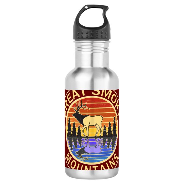 Great Smoky Mountains Elch Edelstahlflasche (Vorderseite)