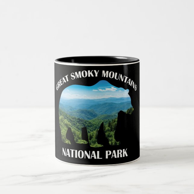 Great Smoky Mountains National Park Bären Camping Zweifarbige Tasse (Mittel)