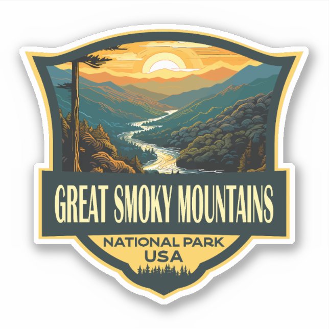 Great Smoky Mountains National Park Illustration Aufkleber (Vorderseite)