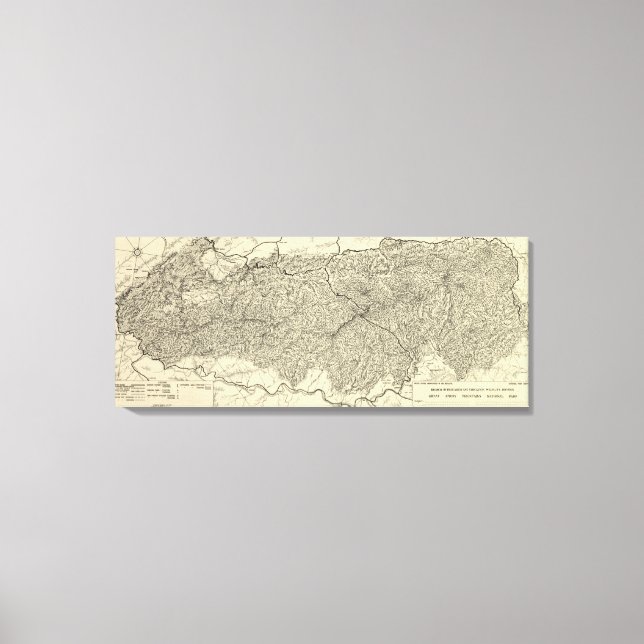 Great Smoky Mountains National Park Karte Leinwanddruck (Vorderseite)