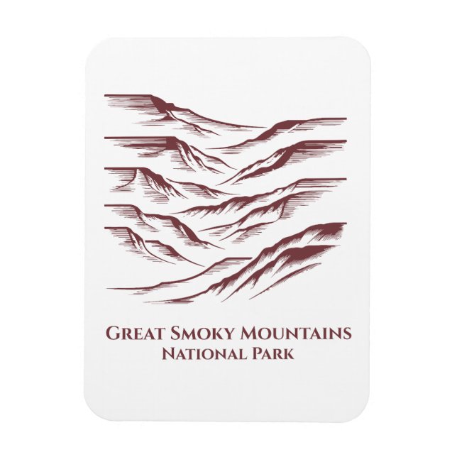 Great Smoky Mountains National Park Line Art: Magnet (Vertikal)