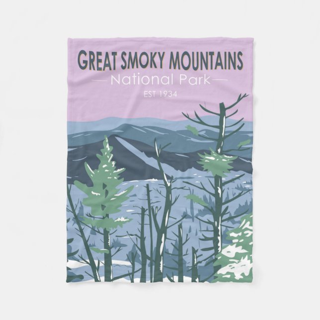 Great Smoky Mountains National Park Retro Fleecedecke (Vorderseite)