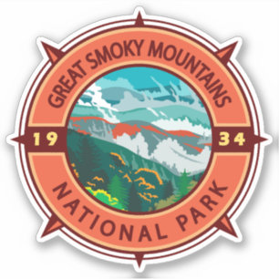 Great Smoky Mountains National Park Retro Kompass Aufkleber
