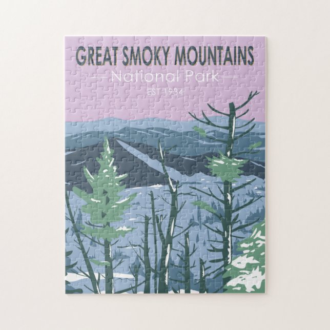 Great Smoky Mountains National Park Retro Puzzle (Vertikal)