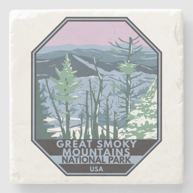 Great Smoky Mountains National Park Retro Steinuntersetzer (Vorderseite)