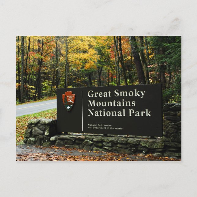 Great Smoky Mountains National Park Sign Postkarte (Vorderseite)