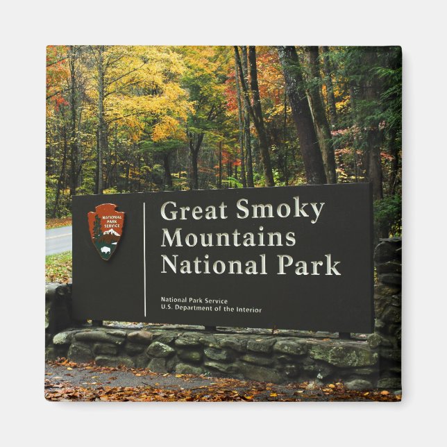 Great Smoky Mountains Nationalpark Herbst Zeichen Magnet (Vorne)