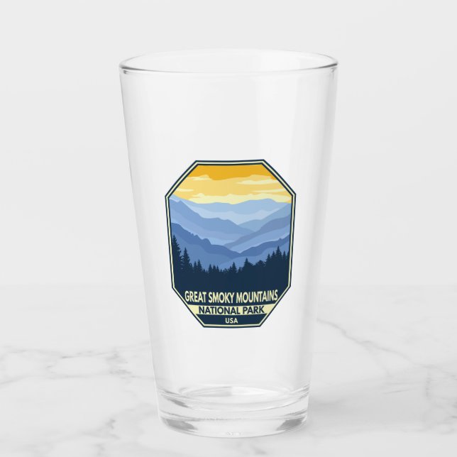 Great Smoky Mountains Nationalpark Minimal Retro Glas (Vorderseite)