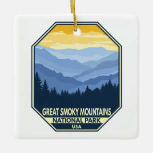 Great Smoky Mountains Nationalpark Minimal Retro Keramikornament
