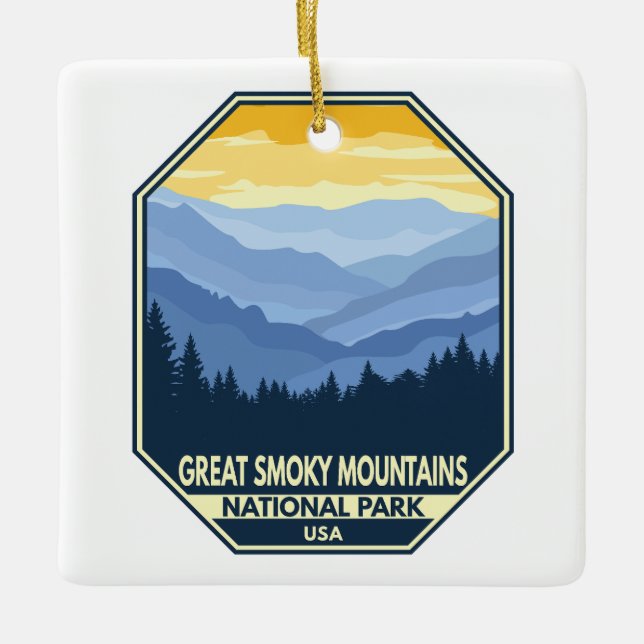 Great Smoky Mountains Nationalpark Minimal Retro Keramikornament (Vorderseite)
