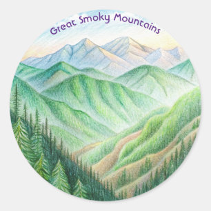 Great Smoky Mountains Nationalpark Sketch Runder Aufkleber