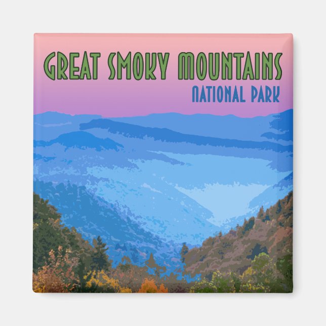 Great Smoky Mountains Nationalpark Vintag Magnet (Vorne)