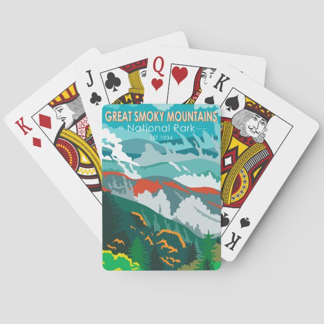 Great Smoky Mountains Nationalpark Vintag Spielkarten (Rückseite)