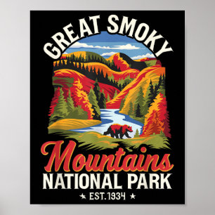 Great Smoky Mountains Nationalpark Vintage Nord  Poster