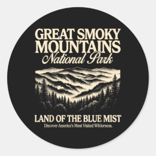 Great Smoky Mountains Nationalpark Vintage-Wanderu Runder Aufkleber