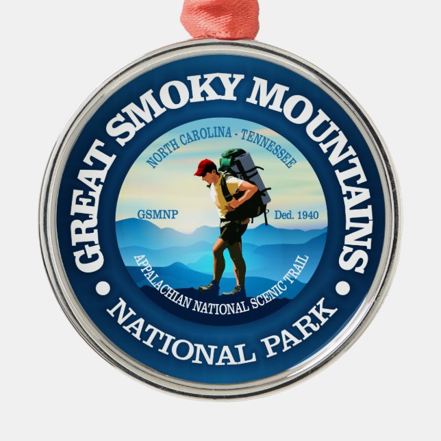 Great Smoky Mountains NP (Hiker C) Silbernes Ornament (Vorne)