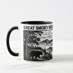 Great Smoky Mountains Park Holzschnitt Linolschnit Tasse
