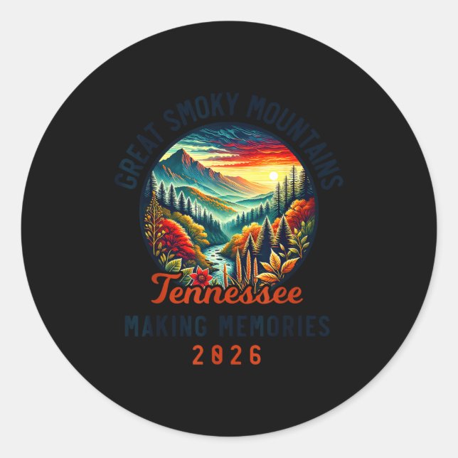 Great Smoky Mountains Tennessee 2026 Geon Forge, V Runder Aufkleber (Vorderseite)