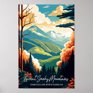 Great Smoky Mountains Vintage-Reise-Illustration Poster