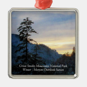 Great Smoky Mountains-Winter-Sonnenuntergang Silbernes Ornament