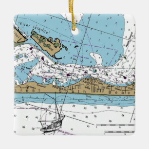 Great South Beach NY Chart Keramikornament