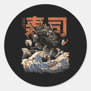 Great Sushi Dragon Japanisch Food Kawaii Dragon An Runder Aufkleber