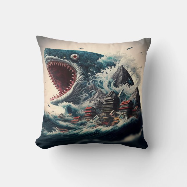 Great Sushi Shark Monster Kissen (Vorderseite)
