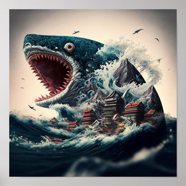 Great Sushi Shark Monster Poster (Vorne)