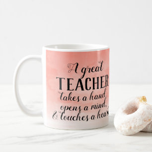 Great Teacher Quote Coral Wasserfarbe Kaffee Tasse