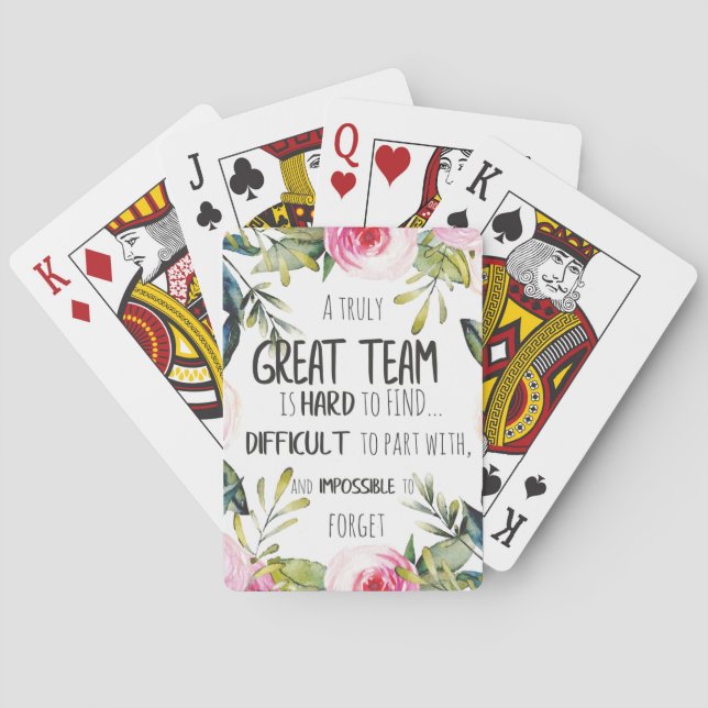 Great Team thank you gift Amazing team quote Spielkarten (Rückseite)