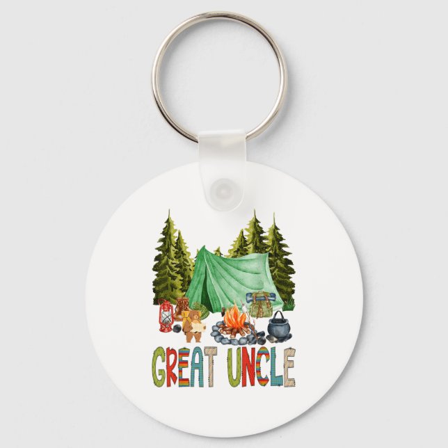 Great Uncle Of The Happy Camper 1st Birthday Bear  Schlüsselanhänger (Vorderseite)