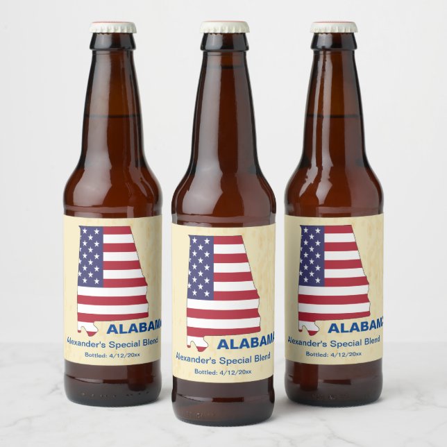GREAT USA ALABAMA STAAT MONOGRAM BIERFLASCHENETIKETT (Flaschen)