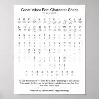 Great Vibes Schriftart Character Sheet for Zazzle