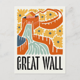 Great Wall China abstrakte Reise Blumenstrauß Postkarte