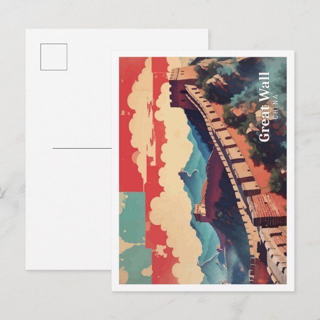 Great Wall China Pop Kunst, Kultur und Kultur Postkarte (Vorne/Hinten)