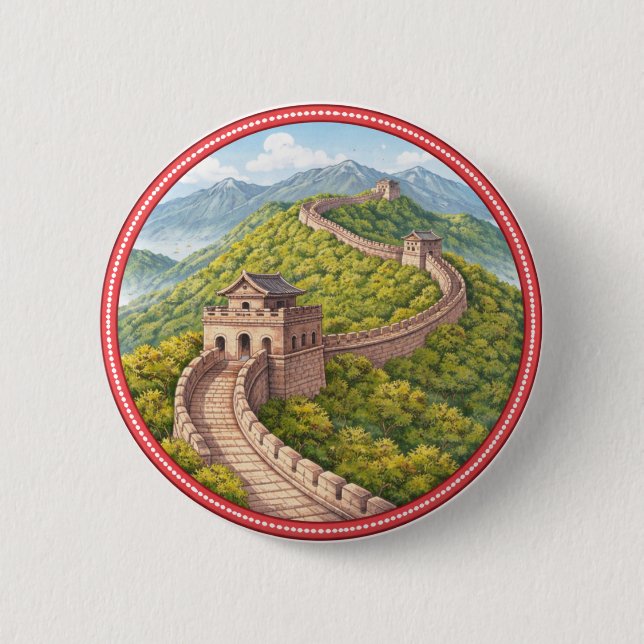 Great Wall Of China Knopf Button (Vorderseite)