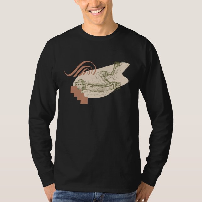 Great Wall of China Sketch Travel T-Shirt (Vorderseite)