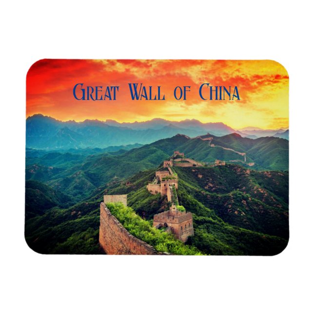 Great Wall of China Sonnenuntergang stilisiert Magnet (Horizontal)