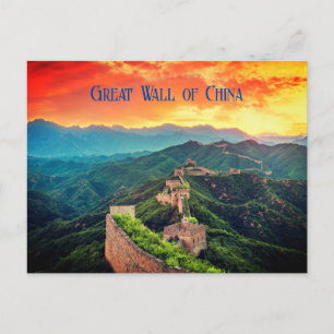 Great Wall of China Sonnenuntergang stilisiert Postkarte