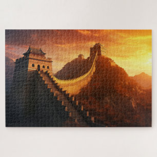 Great Wall of China Sunset Jigsaw Puzzle Majestic