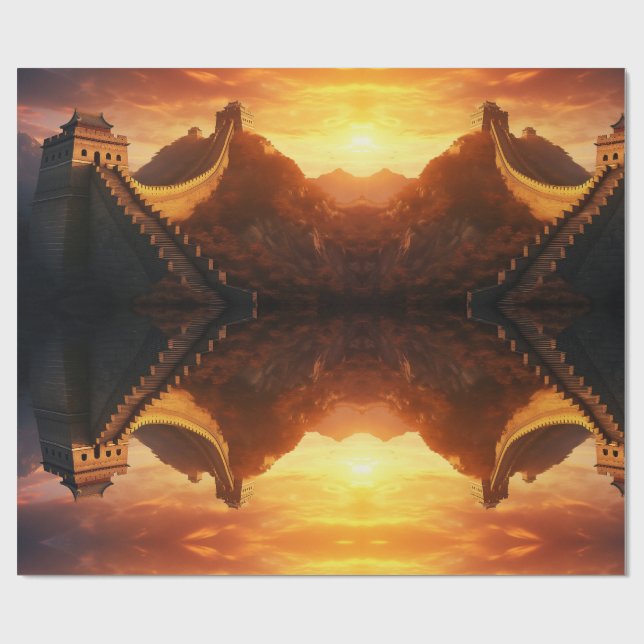 Great Wall of China Sunset - Majestic Geschenkpapier (Flach)
