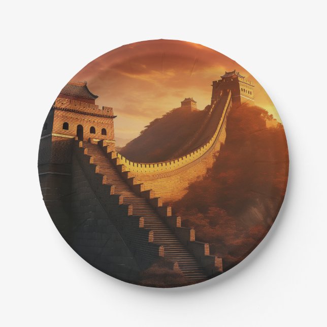 Great Wall of China Sunset - Majestic Pappteller (Vorderseite)