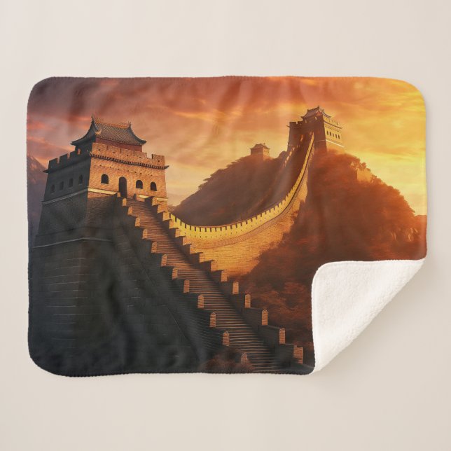 Great Wall of China Sunset - Majestic Sherpadecke (Vorderseite (Horizontal))
