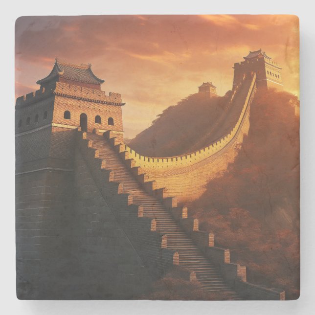 Great Wall of China Sunset Stone Untersetzer - Asi (Vorderseite)