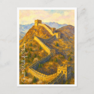 Great Wall of China Vintag Watercolor Feiertagspostkarte