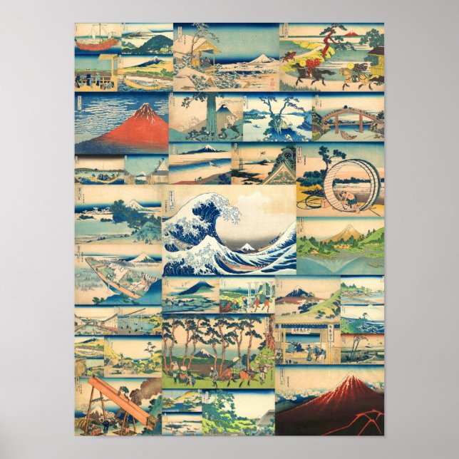 Great Wave Hokusai Mount Fuji Japanische Prints Poster (Vorne)