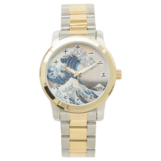 Great Wave, Hokusai, Ukiyo-e Armbanduhr (Vorderseite)